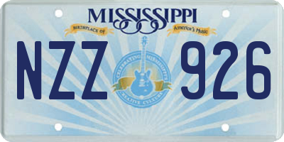 MS license plate NZZ926