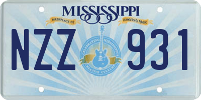 MS license plate NZZ931