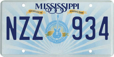 MS license plate NZZ934