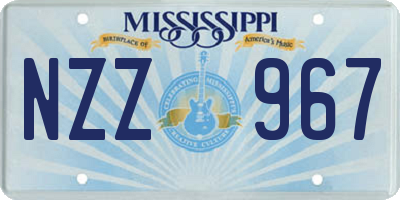 MS license plate NZZ967