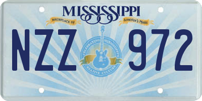 MS license plate NZZ972