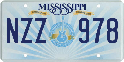 MS license plate NZZ978