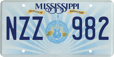 MS license plate NZZ982
