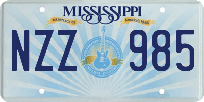 MS license plate NZZ985