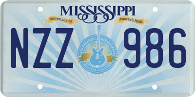 MS license plate NZZ986