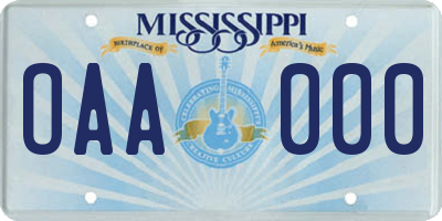 MS license plate OAA000