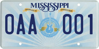 MS license plate OAA001