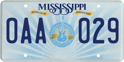 MS license plate OAA029
