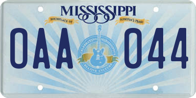 MS license plate OAA044