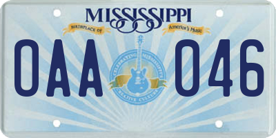 MS license plate OAA046