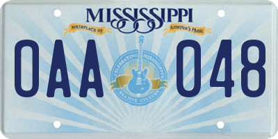 MS license plate OAA048