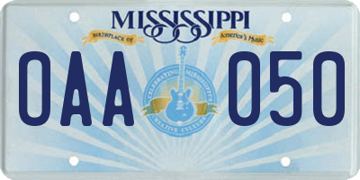 MS license plate OAA050