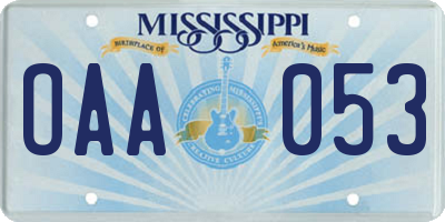 MS license plate OAA053