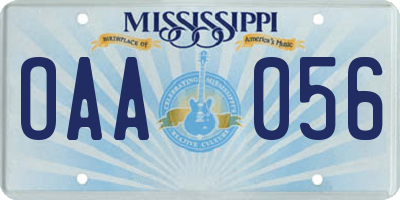 MS license plate OAA056