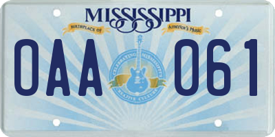 MS license plate OAA061