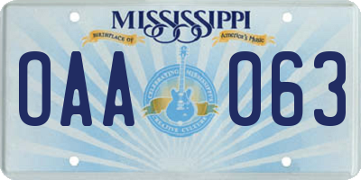 MS license plate OAA063