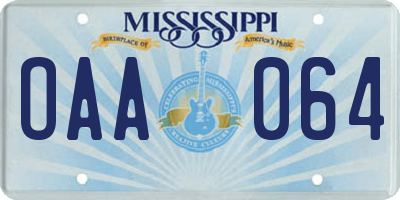 MS license plate OAA064