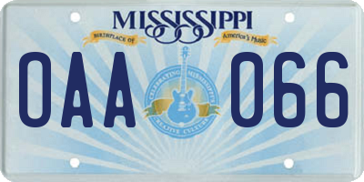 MS license plate OAA066