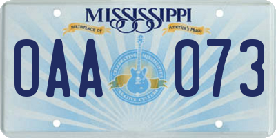 MS license plate OAA073