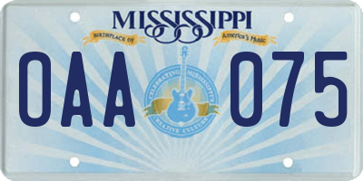 MS license plate OAA075