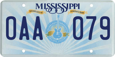 MS license plate OAA079