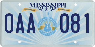 MS license plate OAA081