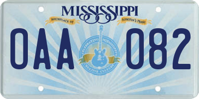 MS license plate OAA082