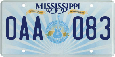 MS license plate OAA083