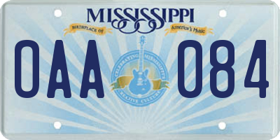 MS license plate OAA084
