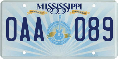MS license plate OAA089