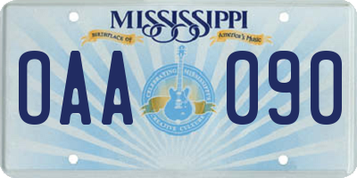 MS license plate OAA090