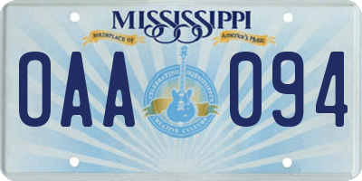 MS license plate OAA094