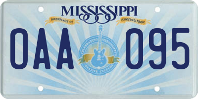MS license plate OAA095