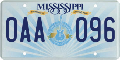 MS license plate OAA096