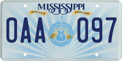 MS license plate OAA097