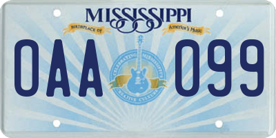 MS license plate OAA099