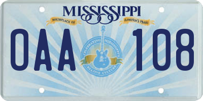 MS license plate OAA108