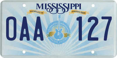 MS license plate OAA127