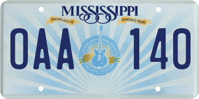 MS license plate OAA140