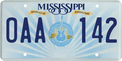 MS license plate OAA142