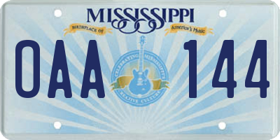 MS license plate OAA144