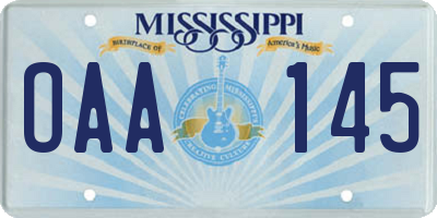 MS license plate OAA145