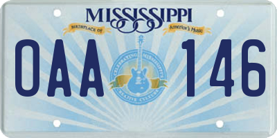 MS license plate OAA146