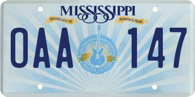 MS license plate OAA147