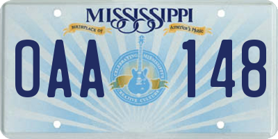 MS license plate OAA148