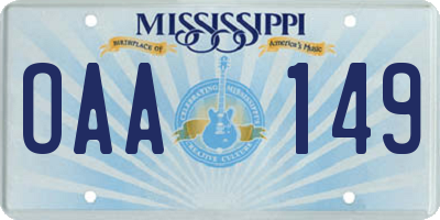 MS license plate OAA149