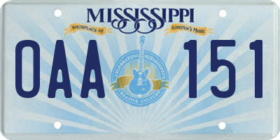 MS license plate OAA151
