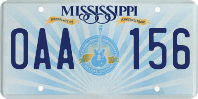 MS license plate OAA156