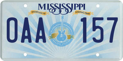 MS license plate OAA157