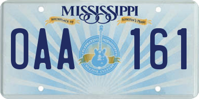 MS license plate OAA161